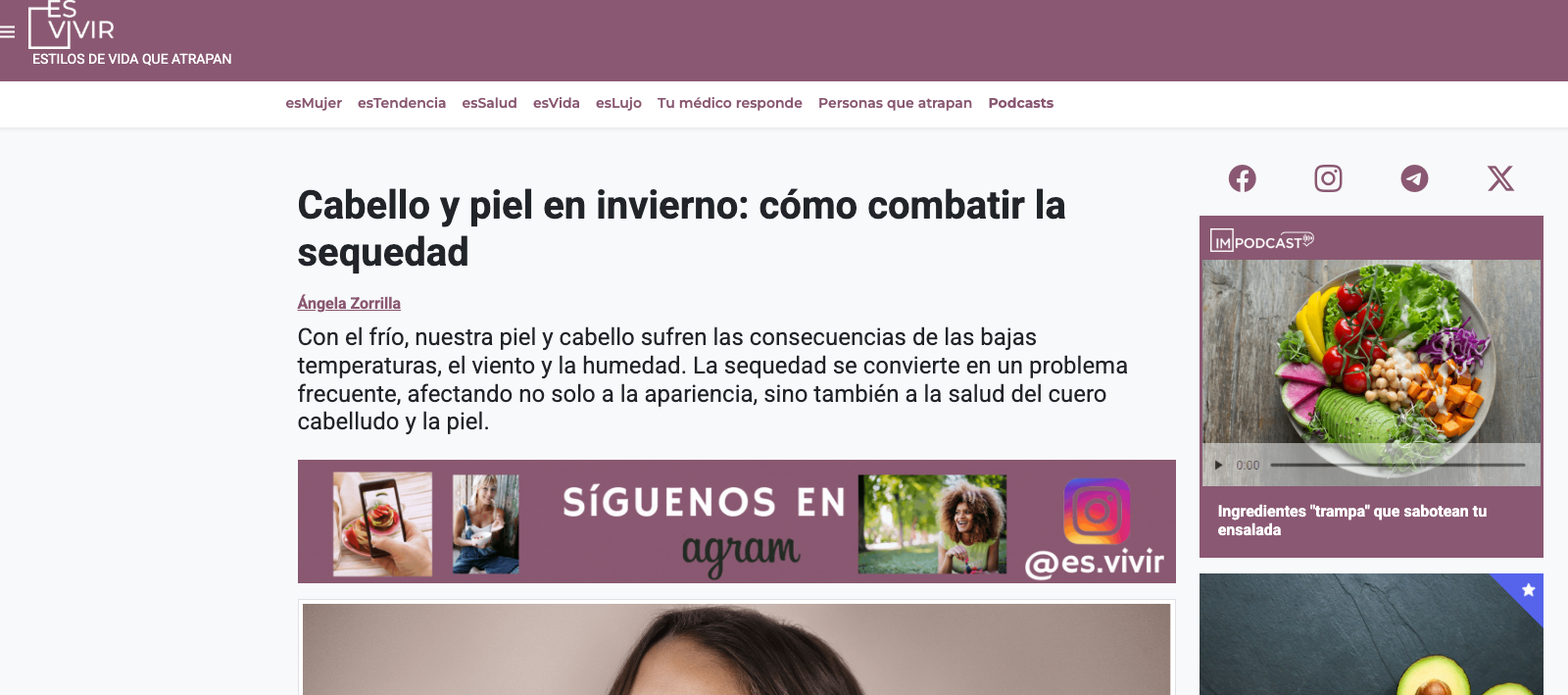 Cabello y piel en invierno: cómo combatir la sequedad