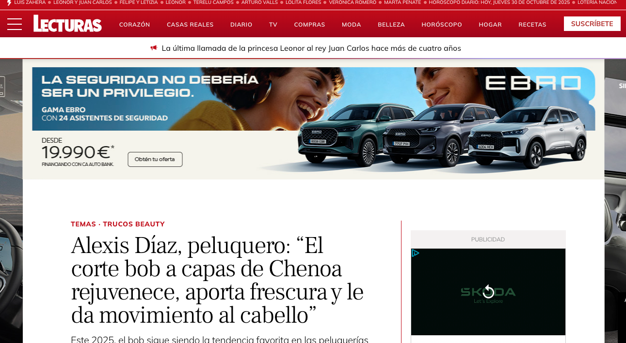 Alexis Díaz, peluquero: “El corte bob a capas de Chenoa rejuvenece, aporta frescura y le da movimiento al cabello”