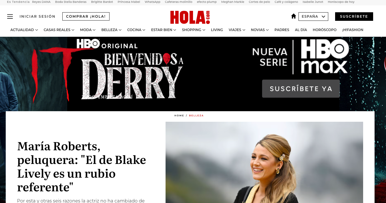 María Roberts, peluquera: "El de Blake Lively es un rubio referente"