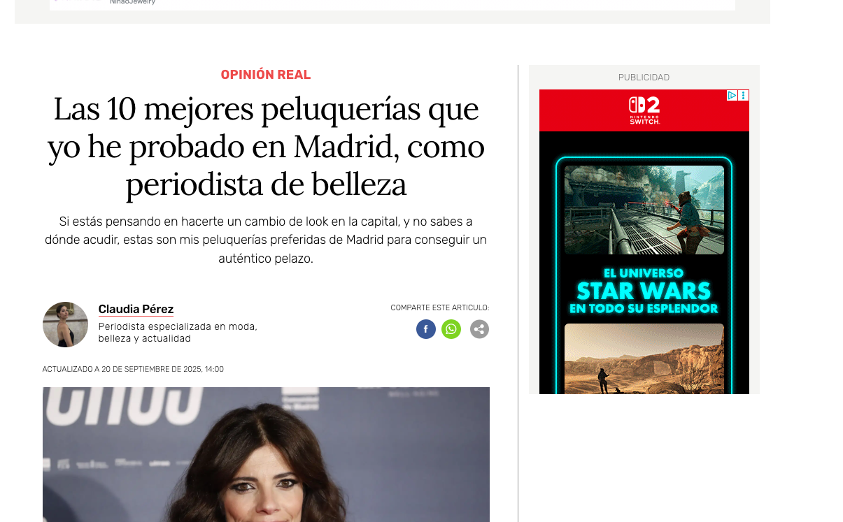 Las 10 mejores peluquerías que yo he probado en Madrid, como periodista de belleza