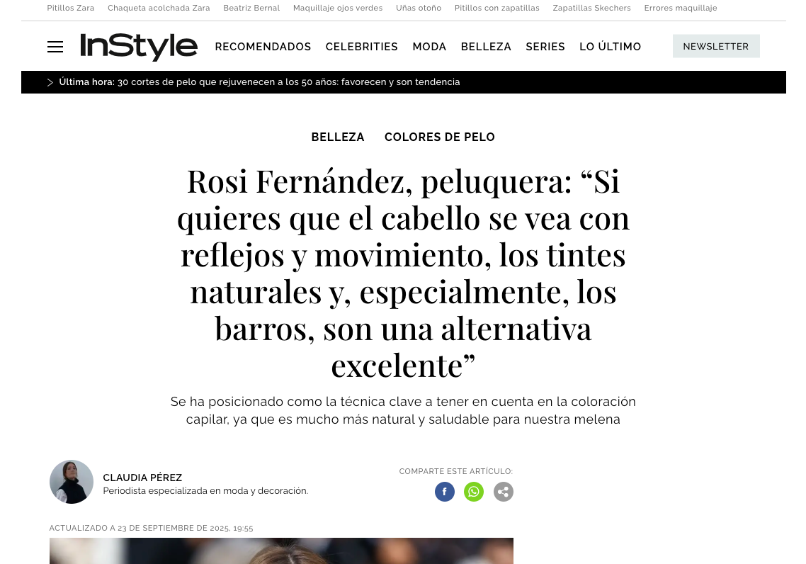 Rosi Fernández, peluquera: “Si quieres que el cabello se vea con reflejos y movimiento, los tintes naturales y, especialmente, los barros, son una alternativa excelente”
